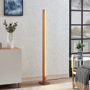 Φωτιστικό δαπέδου LED Lucande Tamlin, 152 cm, ξύλο, οξιά, 3000K
