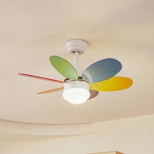 Lindby Ανεμιστήρας οροφής με φως Litur, αθόρυβος, Ø 77 cm, E27, Πολύχρωμο, Παιδικό δωμάτιο, Ξύλο, σύγχρονο