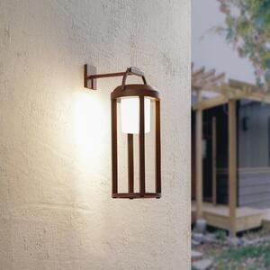 Lucande 2-σε-1 LED ηλιακό φωτιστικό τοίχου Tilena, σκουριασμένο, στρογγυλό,, ρυθμιζόμενος, Καφέ / Σκουριάς, Αλουμίνιο, σύγχρονο