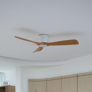 Lucande Smart LED ανεμιστήρας οροφής Moneno, λευκό/ξύλο, Tuya
