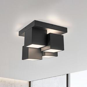 JUST LIGHT. GmbH Φωτιστικό οροφής LED Tetris, σίδερο, 3000 K, μαύρο, Μαύρο, Σαλόνι / τραπεζαρία, Μέταλλο, σύγχρονο, Οροφή πολλαπλής φλόγας
