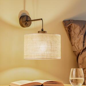 TK Lighting Φωτιστικό τοίχου Juta, μονόφωτο, ρυθμιζόμενος, Μπεζ, Σαλόνι / τραπεζαρία, Ύφασμα / Κλωστοϋφαντουργία