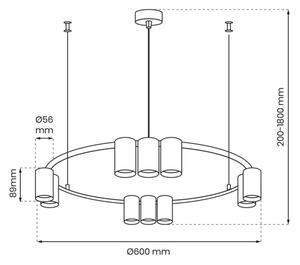 Πολύφωτο με συρματόσχοινο GENESIS 10xGU10/8W/230V λευκό