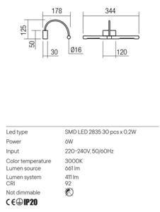 Redo 01-3465 - Φωτιστικό πίνακα LED KENDO LED/6W/230V 34,4 cm CRI 92 μαύρο