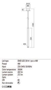 Redo 01-2043 - Πολύφωτο LED με συρματόσχοινο MADISON LED/4W/230V χρυσαφί