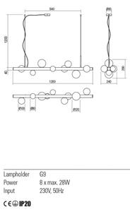 Redo 01-2377 - Κρεμαστό φωτιστικό οροφής GOJI 8xG9/28W/230V μαύρο