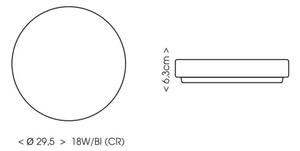 Ecolite W3090-18W/CR - Φωτιστικό οροφής μπάνιου LED LED/18W/230V IP44 μαύρο