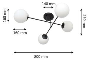 Πλαφονιέρα οροφής MOON 4xE27/15W/230V μαύρο