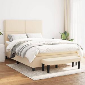 VidaXL Κρεβάτι Boxspring με Στρώμα Κρεμ 140x200 εκ. Υφασμάτινο