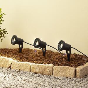 Lindby Thorgal Ground Spike Light, Ø 9,8 cm, μαύρο, σετ 3 τεμαχίων