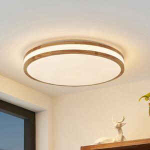 Lindby LED φωτιστικό οροφής Emiva, 50cm, CCT, τηλεχειριστήριο, ξύλο