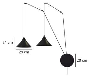 Κρεμαστό φωτιστικό οροφής ABRAMO 2xE27/15W/230V μαύρο