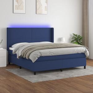 VidaXL Κρεβάτι Boxspring με Στρώμα & LED Μπλε 180x200 εκ. Υφασμάτινο