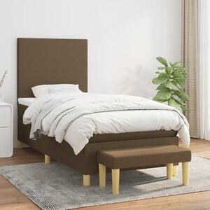 VidaXL Κρεβάτι Boxspring με Στρώμα Σκούρο Καφέ 90x200 εκ. Υφασμάτινο