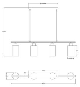 Globo 15465-4H - Πολύφωτο με συρματόσχοινο HADERA 4xE27/60W/230V