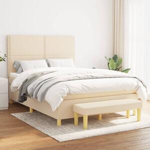 VidaXL Κρεβάτι Boxspring με Στρώμα Κρεμ 140x200 εκ. Υφασμάτινο