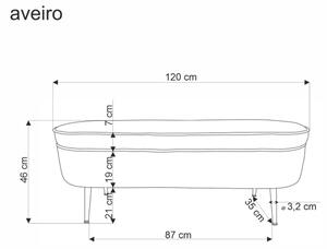 Ταμπουρέ σκαμπό με αποθηκευτικό χώρο AVEIRO 46x120 cm λευκό