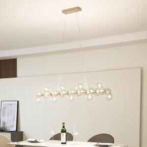 Lucande κρεμαστό φωτιστικό Naelen, χρυσό/καμπερ, 125 cm, γυαλί, G9, ρυθμιζόμενος, Χρυσό / Ορείχαλκου, Σαλόνι / τραπεζαρία, Μέταλλο, σύγχρονο