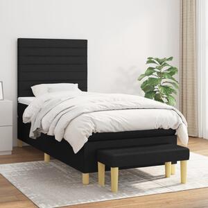 VidaXL Κρεβάτι Boxspring με Στρώμα Μαύρο 90x200 εκ. Υφασμάτινο