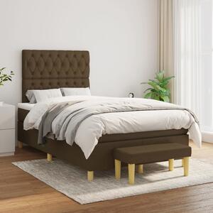 VidaXL Κρεβάτι Boxspring με Στρώμα Σκούρο Καφέ 120x200 εκ. Υφασμάτινο