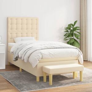 VidaXL Κρεβάτι Boxspring με Στρώμα Κρεμ 90x190 εκ.Υφασμάτινο