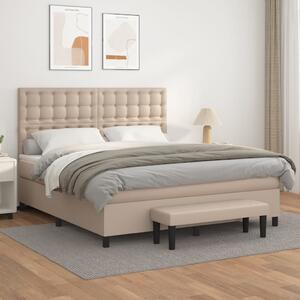 VidaXL Κρεβάτι Boxspring με Στρώμα Καπουτσίνο 160x200εκ.από Συνθ.Δέρμα