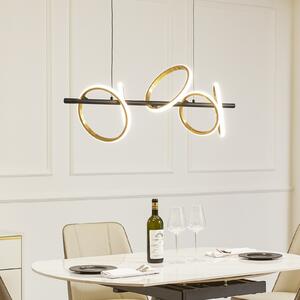 Lucande LED κρεμαστό φωτιστικό Madu, μαύρο, μεταλλικό, μήκος 92,5 cm, Μαύρο, Σαλόνι / τραπεζαρία, Πλαστικό, σύγχρονο