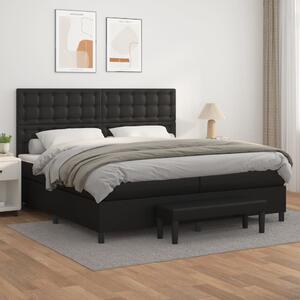 VidaXL Κρεβάτι Boxspring με Στρώμα Μαύρο 200x200 εκ. Συνθετικό Δέρμα