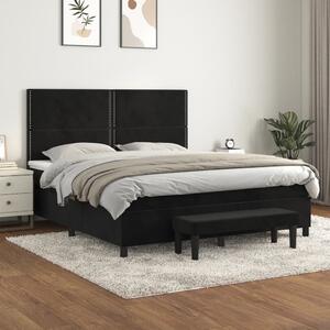 VidaXL Κρεβάτι Boxspring με Στρώμα Μαύρο 180x200 εκ. Βελούδινο