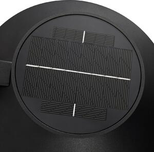 LED ηλιακό φωτιστικό τοίχου Justina, μαύρο, αισθητήρας, μέταλλο