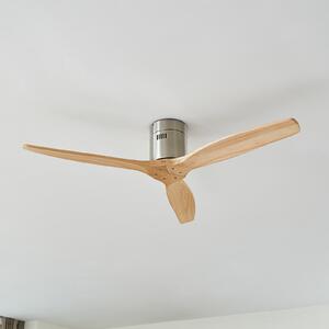 Lucande Ανεμιστήρας οροφής Vindur, νικέλιο, DC, αθόρυβος, Ξύλου, Σαλόνι / τραπεζαρία, Ξύλο, σύγχρονο