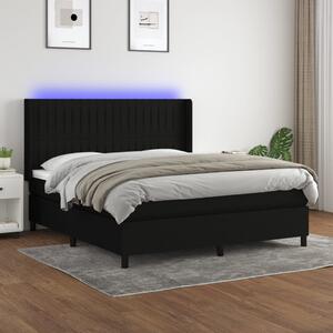 VidaXL Κρεβάτι Boxspring με Στρώμα & LED Μαύρο 180x200 εκ. Υφασμάτινο