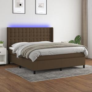 VidaXL Κρεβάτι Boxspring με Στρώμα & LED Σκ.Καφέ 180x200εκ. Υφασμάτινο