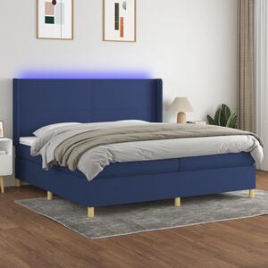 VidaXL Κρεβάτι Boxspring με Στρώμα & LED Μπλε 200x200 εκ. Υφασμάτινο