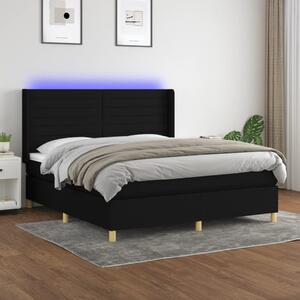 VidaXL Κρεβάτι Boxspring με Στρώμα & LED Μαύρο 160x200 εκ. Υφασμάτινο