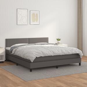 VidaXL Κρεβάτι Boxspring με Στρώμα Γκρι 160x200εκ. από Συνθετικό Δέρμα