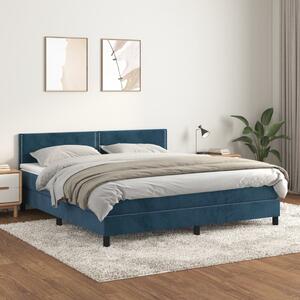 VidaXL Κρεβάτι Boxspring με Στρώμα Σκούρο Μπλε 180x200 εκ. Βελούδινο