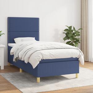 VidaXL Κρεβάτι Boxspring με Στρώμα Μπλε 90x200 εκ.Υφασμάτινο