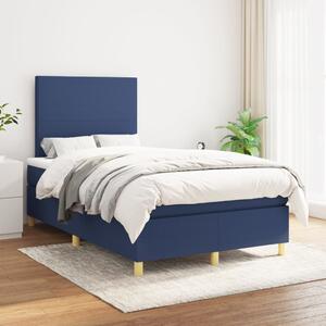 VidaXL Κρεβάτι Boxspring με Στρώμα Μπλε 120x200 εκ. Υφασμάτινο