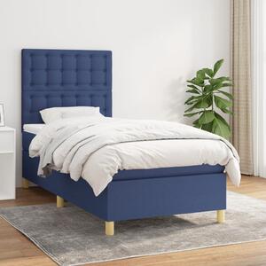 VidaXL Κρεβάτι Boxspring με Στρώμα Μπλε 90x190 εκ.Υφασμάτινο