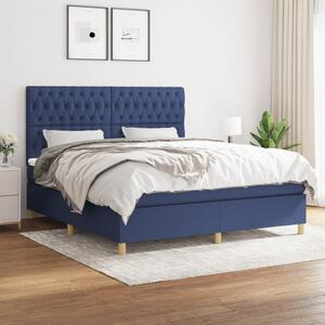 VidaXL Κρεβάτι Boxspring με Στρώμα Μπλε 180x200 εκ. Υφασμάτινο