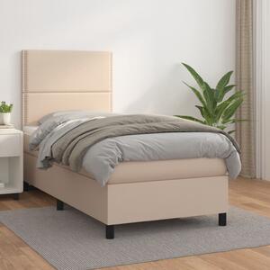 VidaXL Κρεβάτι Boxspring με Στρώμα Καπουτσίνο 100x200εκ.από Συνθ.Δέρμα