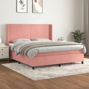 VidaXL Κρεβάτι Boxspring με Στρώμα Ροζ 180x200 εκ. Βελούδινο