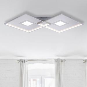 Φωτιστικό οροφής Amara LED, δύο τετράγωνα, ασημί