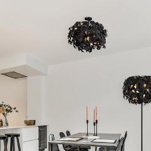 Φωτιστικό οροφής Leavy, Ø 70 cm, μαύρο/χρυσό, πλαστικό