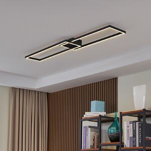 Lucande LED φωτιστικό οροφής Tjado, μήκος 120 cm, μαύρο, μέταλλο, ρυθμιζόμενος, Μαύρο, Σαλόνι / τραπεζαρία, Μέταλλο, σύγχρονο