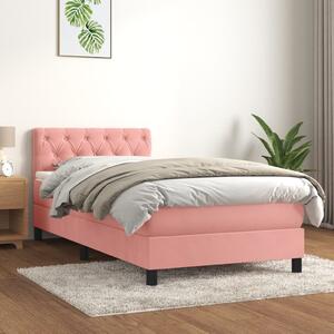 VidaXL Κρεβάτι Boxspring με Στρώμα Ροζ 80 x 200 εκ. Βελούδινο