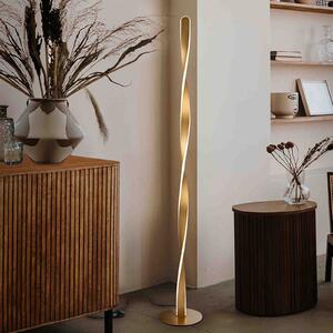 Φωτιστικό δαπέδου LED Twist, αλουμίνιο, μέταλλο, ακρυλικό, χρυσό χρώμα