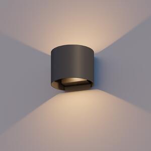 Calex LED λαμπτήρας εξωτερικού χώρου οβάλ, up/down, ύψος 10 cm, μαύρο, Μαύρο, Αλουμίνιο, σύγχρονο, Πρίζα τοίχου πάνω/κάτω