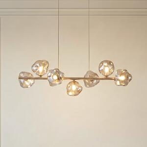 TK Lighting Κρεμαστό φωτιστικό Lava, 7 λαμπτήρες, μήκος 90 cm, χρώμα άμμου/κονιάκ, G9, ρυθμιζόμενος, Μπεζ, Σαλόνι / τραπεζαρία, Γυαλί, σύγχρονο